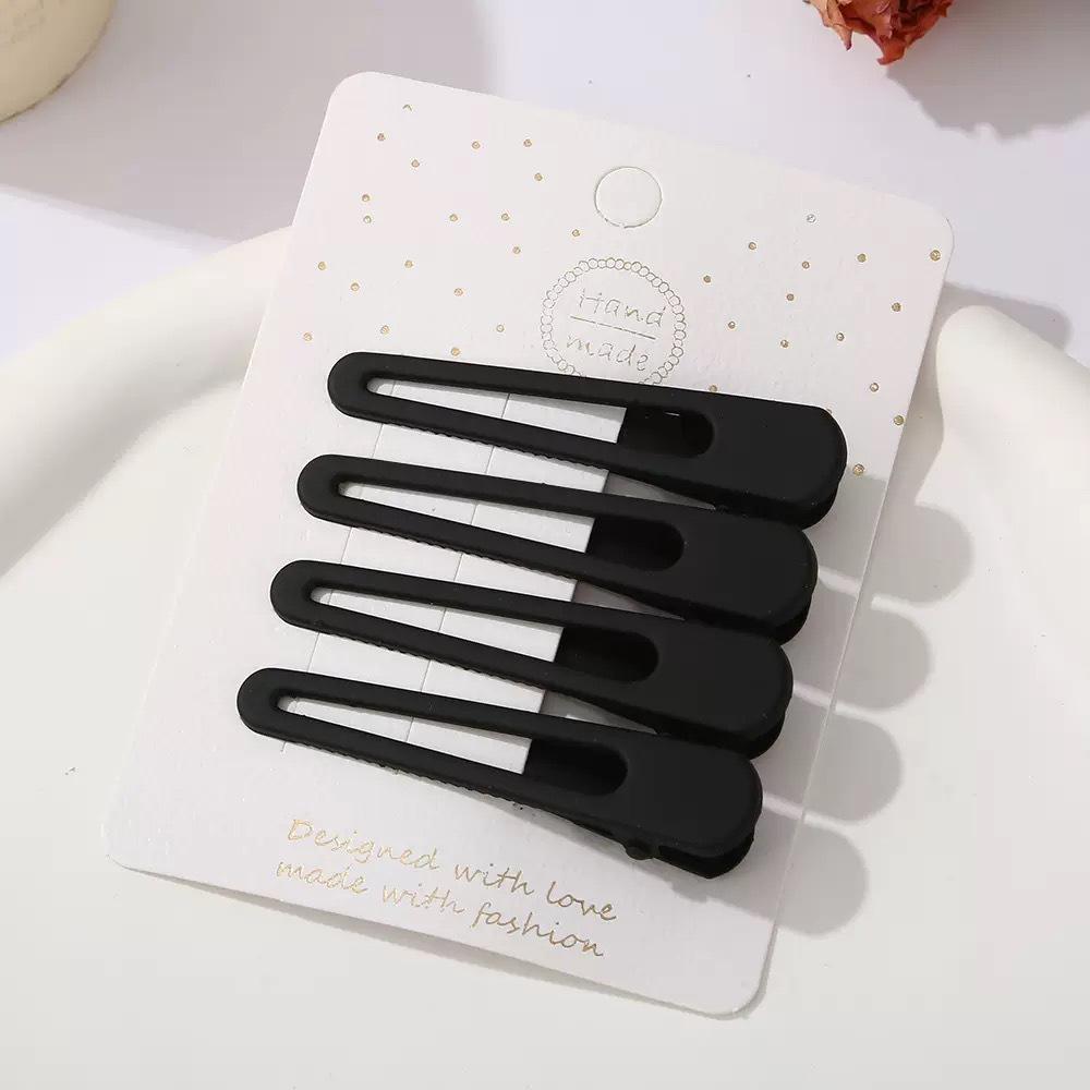 4Pcs Black Frosted Hair Clip Fashionable Trendy Hair Clips Hair Accessories Temperament Women Accessories Versatile Hair Clip