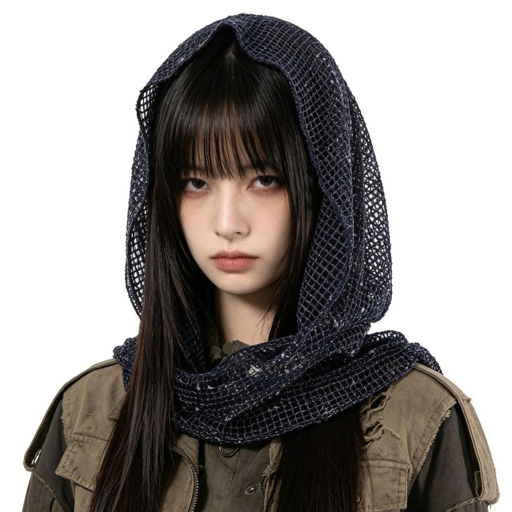 Solid Color Hooded Headscarf Y2k Head Wraps Fairy Shawl Cap Girl