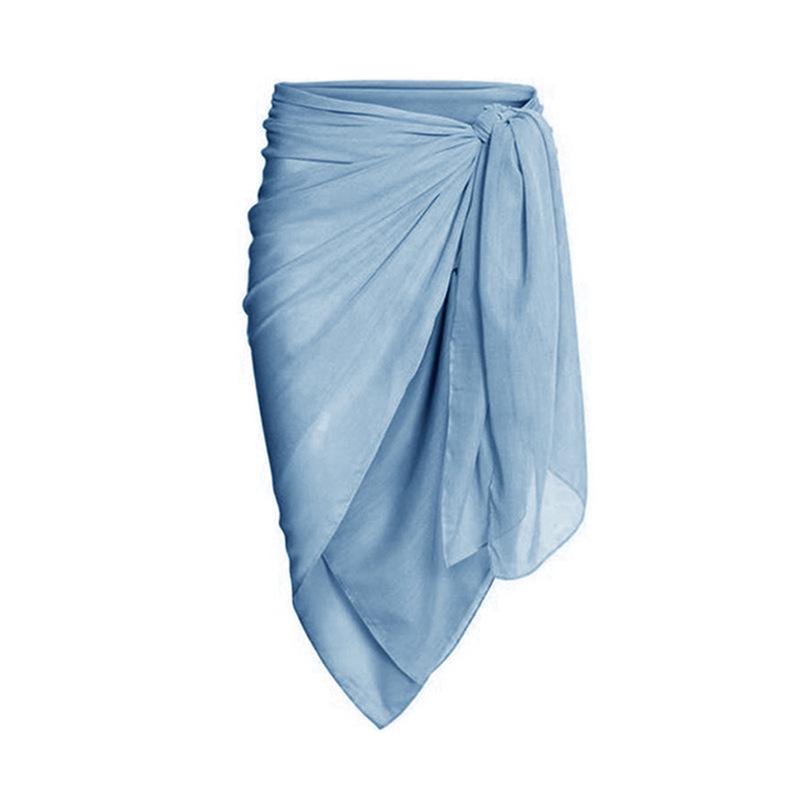 

Европейский и американский стиль отпуска Газовая юбка-завязка для пляжа - Однотонная 22057762 One Size светло-синий