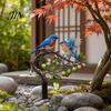 Vibrant Bird Ornament for Lawn Ground Stake, And Fruit Tree Shape, Waterproof Coating Thickened Realistic Painted Yard Decor Iron Outdoor Flower
