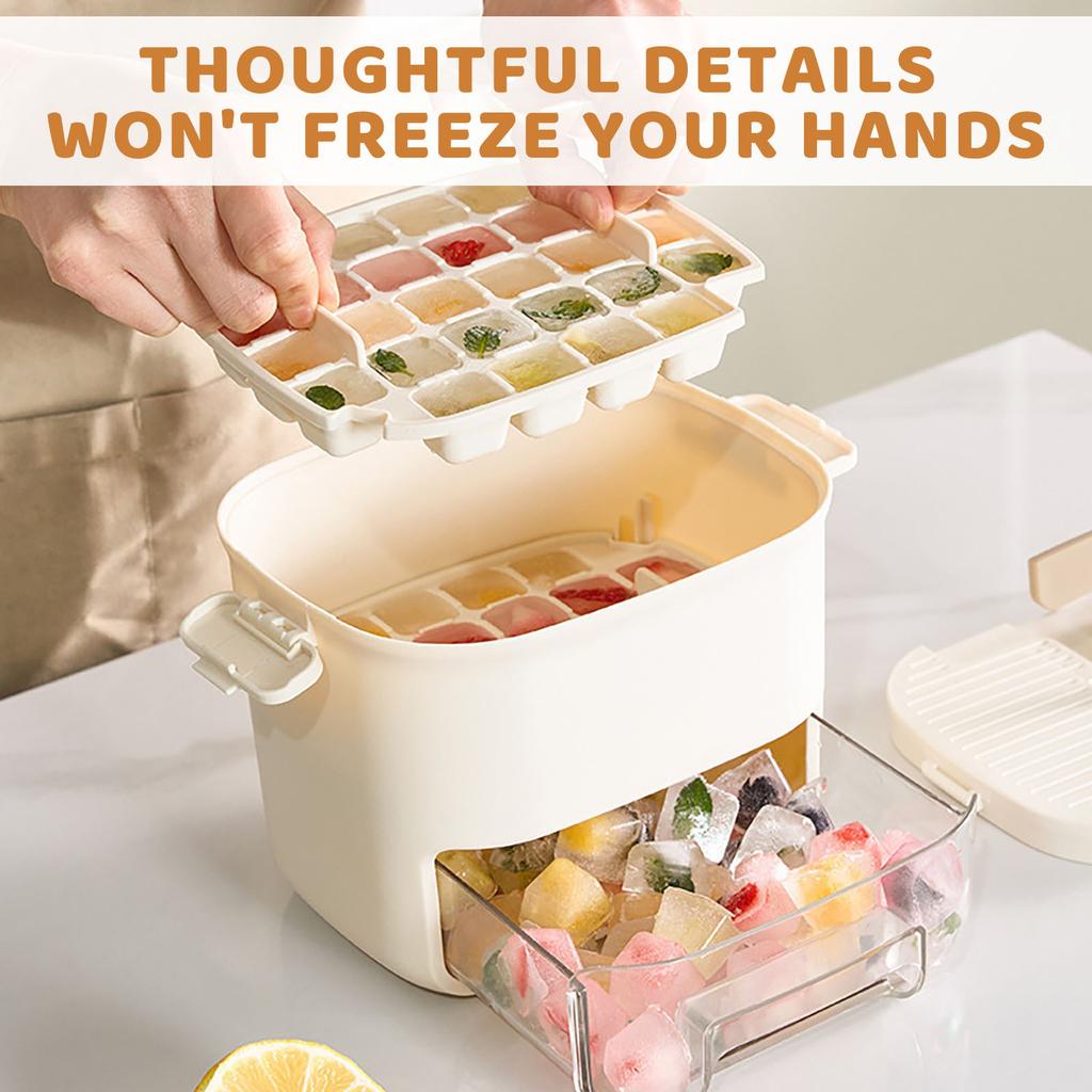 Household Ice Tray Mold Push-type Ice Storage Box With Lid Food Grade One Second Ice Removal