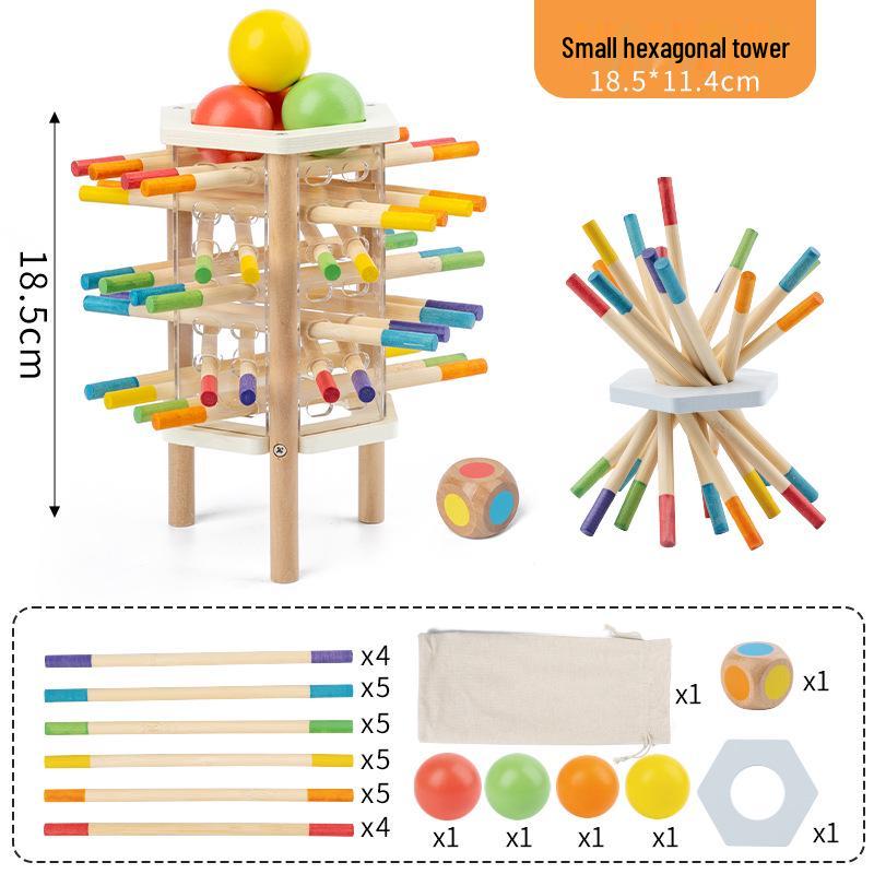 Early Education Wooden Pick-Up Sticks: 3-in-1 Color Recognition, Parent-Child Interaction, and Balance Table Game.