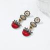 Layered Floral Drop Earrings Women Gold Bohemian Style Zinc Alloy Stainless Steel Studs