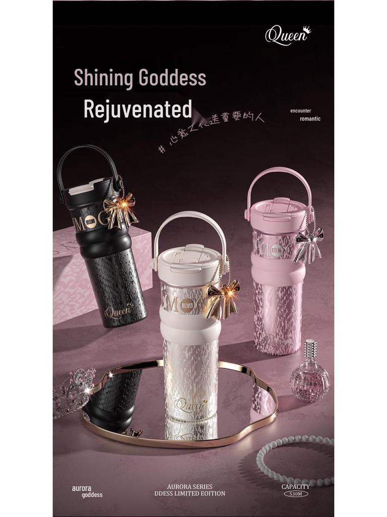 Women's Large Capacity Insulated Fruit Tea Cup with Ceramic Liner