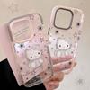 Cartoon Cat IPhone 16/15 Phone Case, Compatible with 17 Pro Max, Color-blocked Frame, Sweet and Cool 13/11 Soft Case