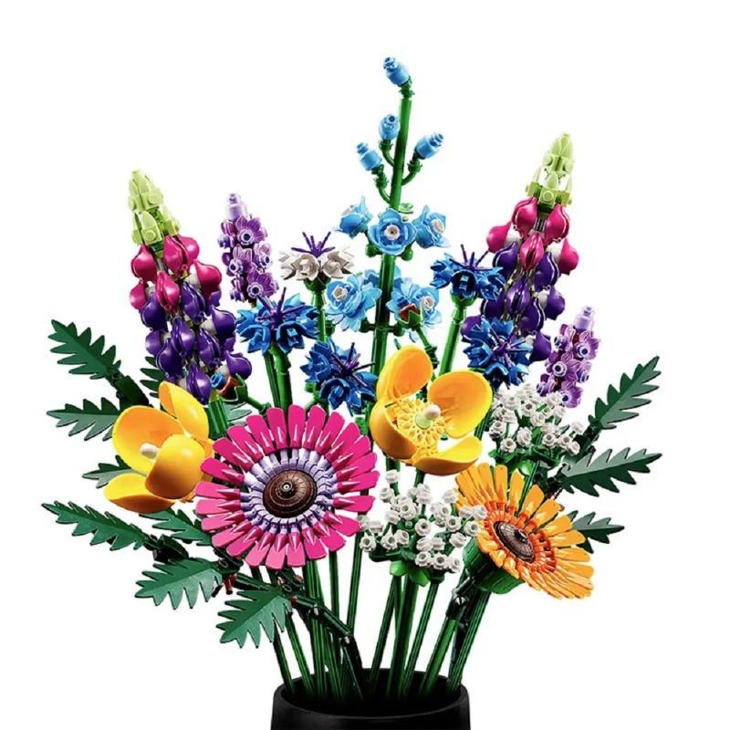 Set di costruzioni con fiori, decorazione per la festa della mamma, collezione botanica, ottimo regalo per compleanno, anniversario o festa della mamma