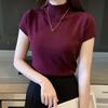 Halbhohes T-Shirt Damenmode Pullover Lässige Oberteile Koreanischer Stil Elegante Unifarbene Kleidung Frühjahrs- und Sommersaison