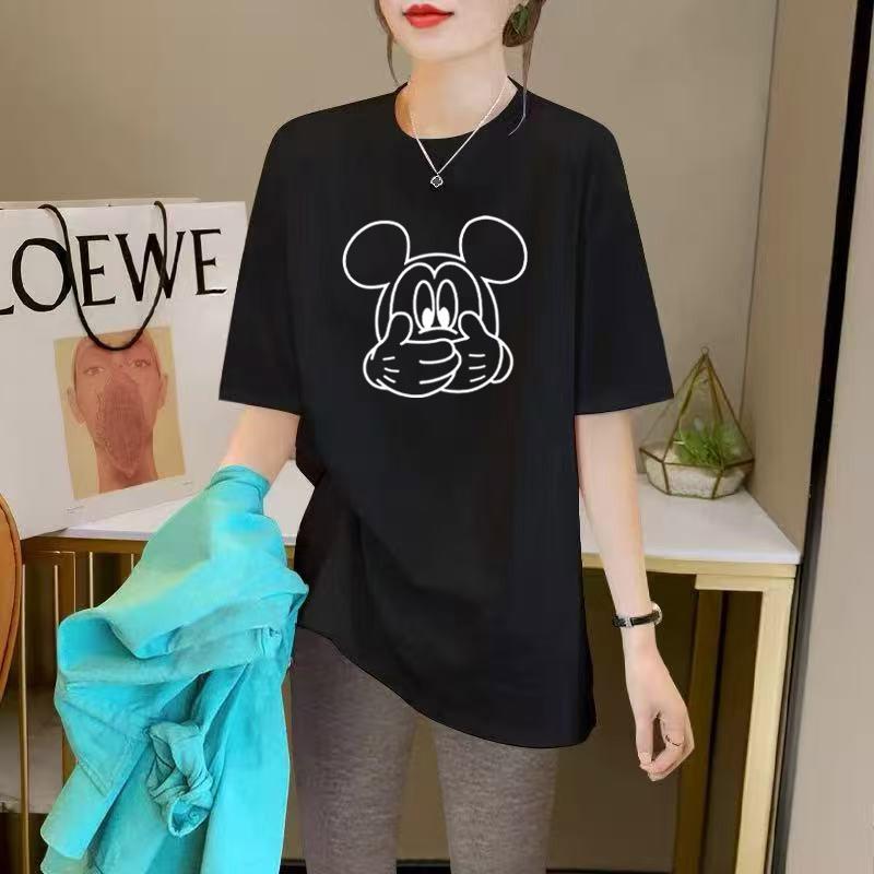 Baumwoll-Kurzarm-T-Shirt Sommer Koreanische Version Bequeme Passform Tägliches Mittellanges Trendiges Vielseitiges Halbarm-Oberteil in Übergröße