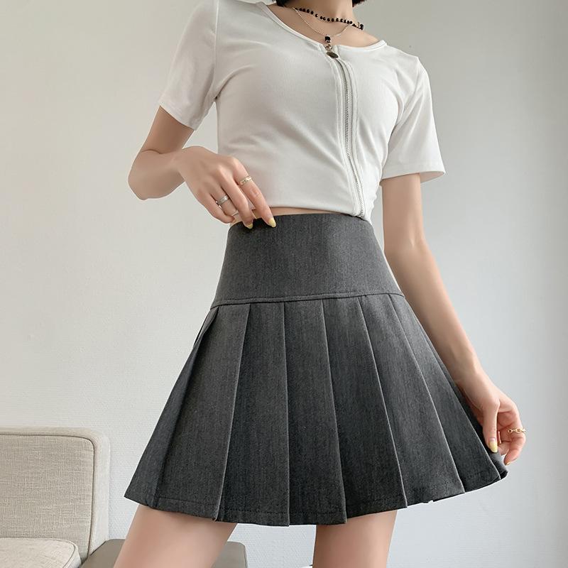 New Grey Pleated Skirt Women's Summer Skirt Pleated Skirt