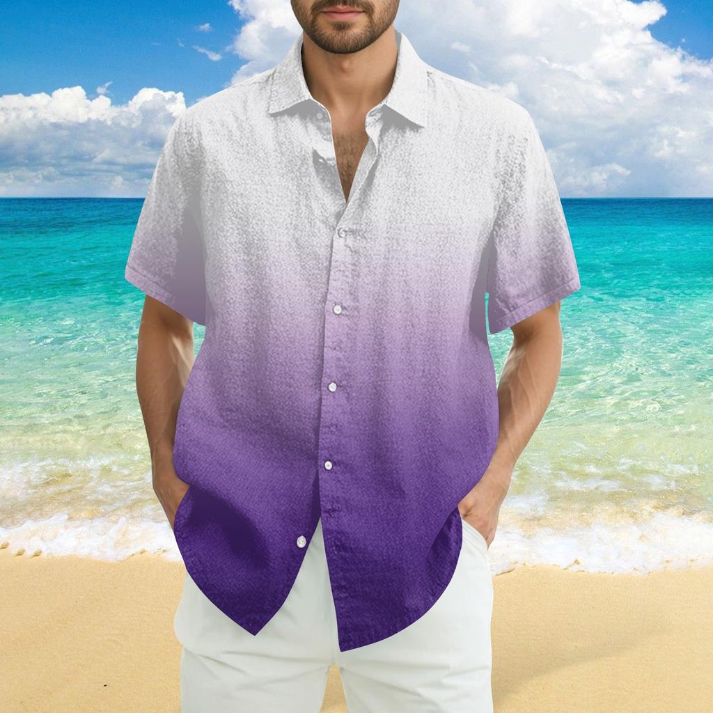 Men's Fashion Casual Loose Hawaiian Print Short-sleeved Shirt