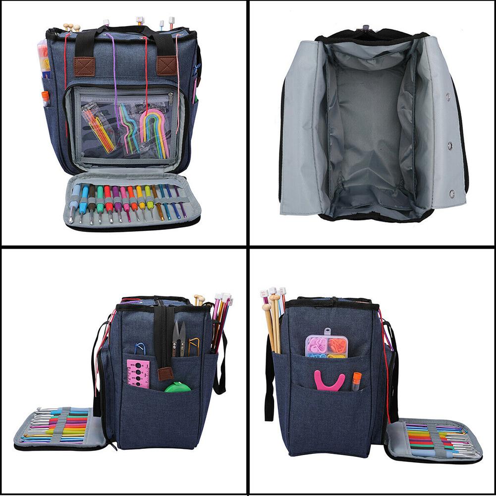 Borsa Organizzatore per Vestiti Custodie Ricamo a Mano Lavoro a Maglia Grande Capacità Borsa Contenitore Intrecciata Scatola Portatile per Conservare Aghi da Cucito