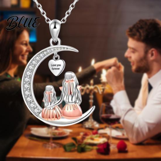 Adjustable Length Necklace Love You Forever Moon for Women Mom
