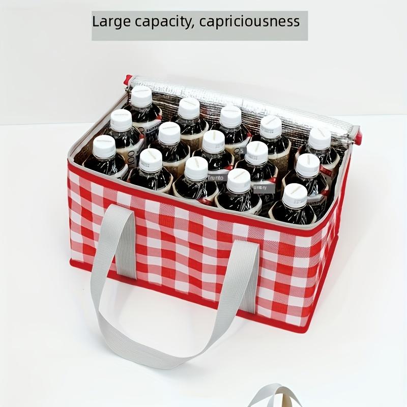 Large capacity insulated picnic basket - Foldable outdoor refrigerated bag with thick aluminum foil lining