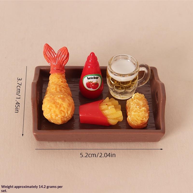 Miniature Fast Food Toy Set Lifelike Tiny Snack Model Odorless for Dollhouse Accessory DIY Craft Preschool Education Puzzle Toy