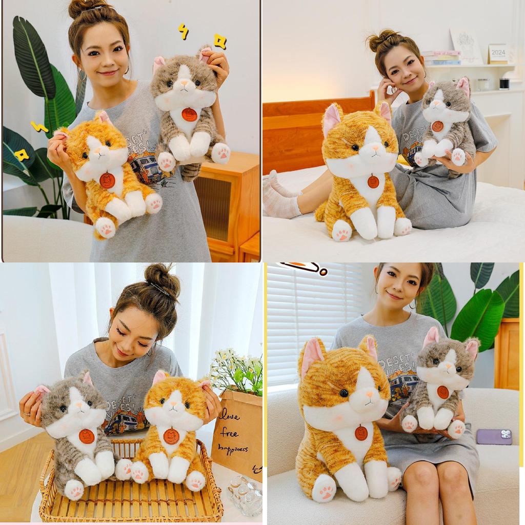 Adorable Big Face Cat Plush Toy Soft Stuffed Animal For Kids Bedroom Decor