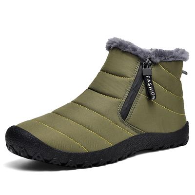 Herren Reißverschluss Schneestiefel Wasserdichte Baumwollschuhe Herren Plüsch Warme Winter Wanderschuhe Rutschfeste Outdoor Sneaker für Camping Trekking Walking