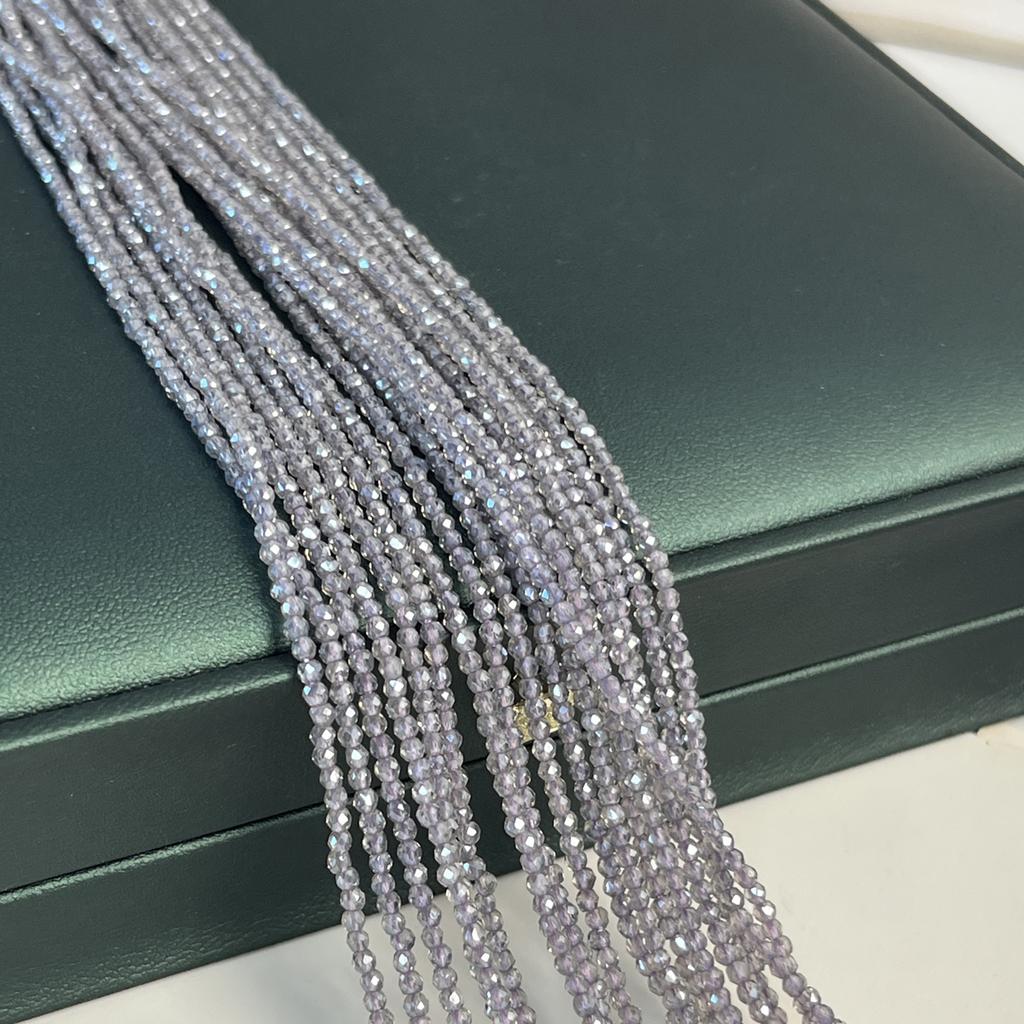 5String, Sparkling Lavender Gray Iridescent Plated Glass Beads 2mm/3mm, Dainty Loose Beads for DIY Minimalist Fairycore Bracelet Jewelry Making 38cm
