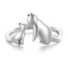WOSTU Solid Pure 925 Sterling Silver Cute Cat Finger Ring for Women Girl Band Rings Party Jewelry Gift For Girlfriend CQR341