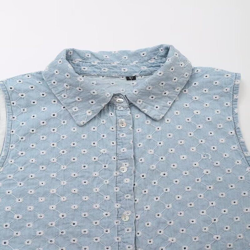 Fashion Style 2024 Autumn New Women's Clothing Stylish All-Matching Hollow Embroider Denim Tops 8445082