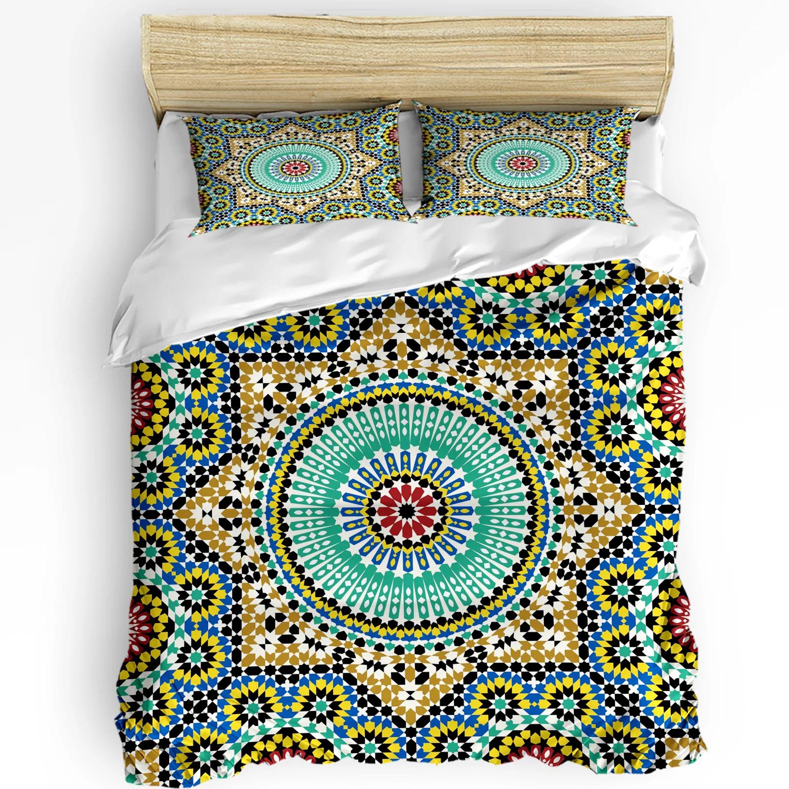 

Comforter Morocco Flowers Geometric Figures 3Pcs Bedding Set For Bedroom Double Bed Home Textile Comforter (quilt)-EU Single(135*200cm)3pcs