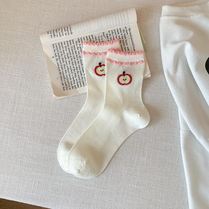 Yellow Socks Women'S Spring And Summer Thin Mesh Hollow Tube Socks Girls Socks Long Stacking Socks