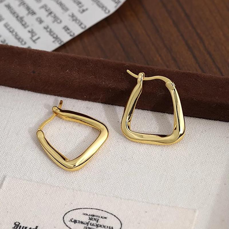 Minimalist Hoop Earrings with Geometric Square Design Fashion Metal Texture Commute Jewelry