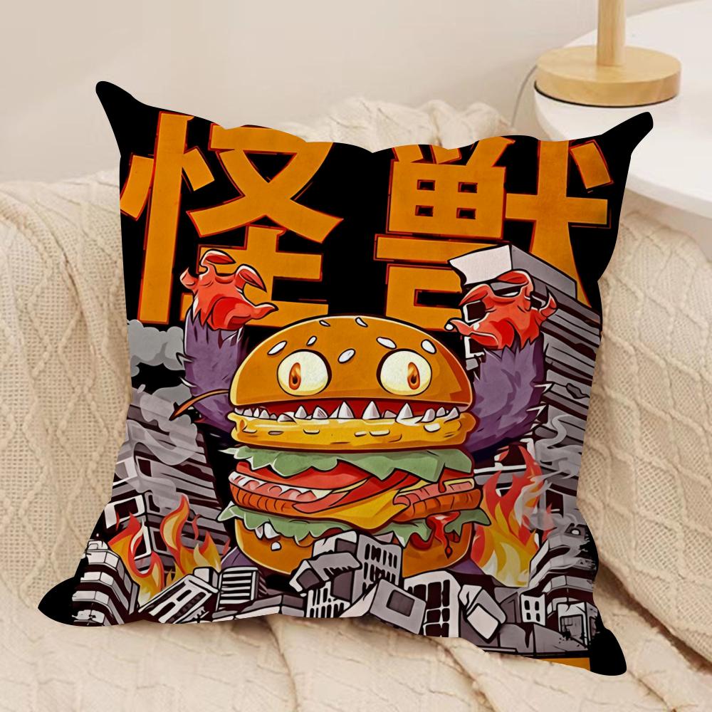 Food Disaster Cushion Cover Silky Short Plush Sofa Pillow Cover Hidden Zipper Soft Dustproof Case for Home Decor