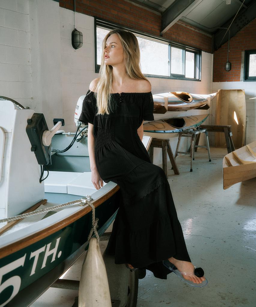 Green Butter Prairie 2-Way Dress (Black)