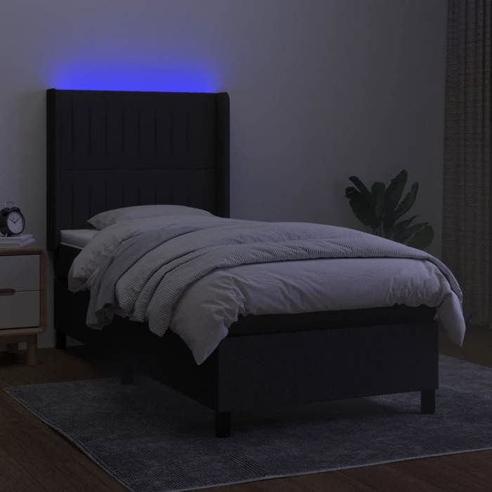 VidaXL Sommier à Lattes de Lit avec Matelas et LED, Lit Rembourré, Lit Simple, Lit Adulte de Chambre à Coucher Intérieur, 3138431