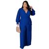 Tuta da Donna Taglie Forti Moda Temperamento Ampia Gamba Dritta Tinta Unita Cintura
