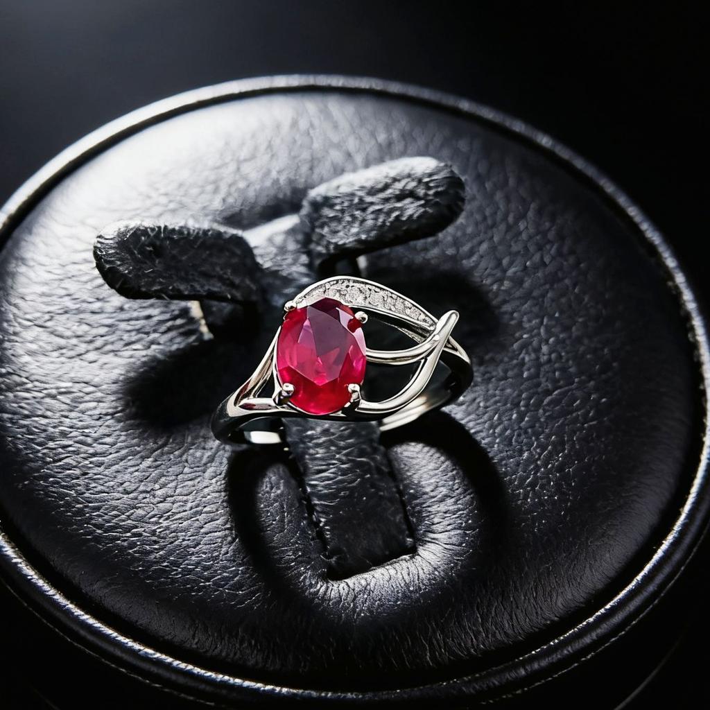 Jewelry Cultivation Ruby Emerald Leaf Ring Niche Design Red Corundum Treasure Ring Women