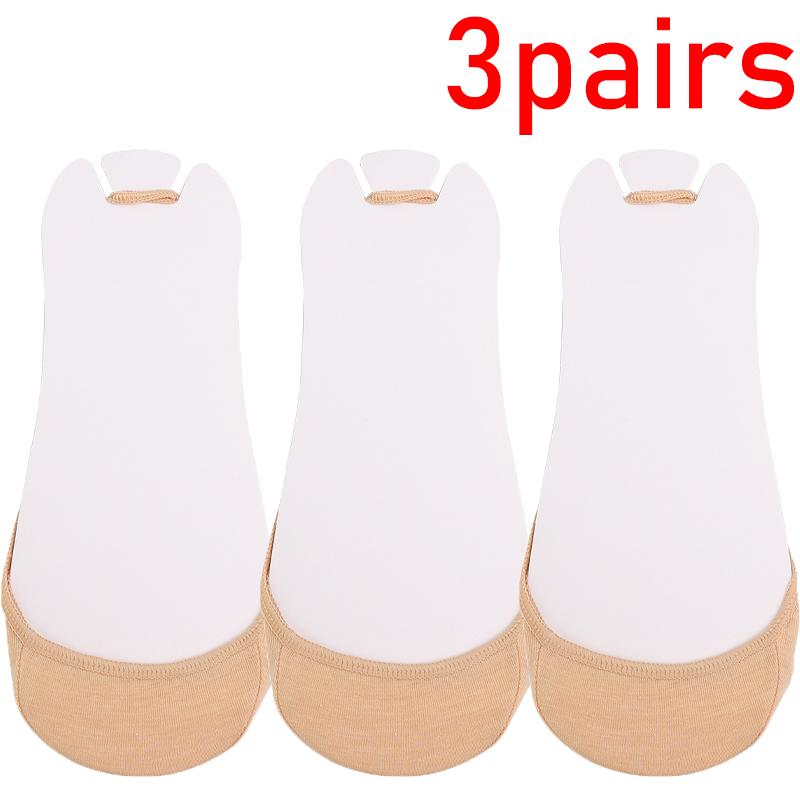 3Pairs Invisible Half-Palm Socks Women Summer Silicone Non-Slip Thin Boat Sox High Heels Shoes Antiskid Liner Half Feet Hosiery