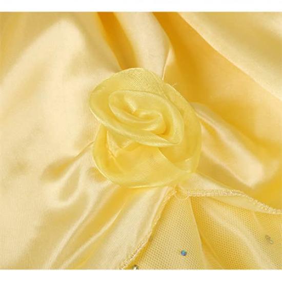 [CQDY] Belle Dress, Children's Princess Dress (Beauty and the Beast-inspired Dress + Tiara) 7-Piece Set, Kids' Costume, Formal Dress, Princess Dress,