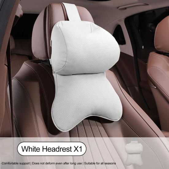 Car Neck Pillow Ergonomic Breathable Car Headrest Neck Cushion with Elastic Strap Adjustable Cervical Support Pillow for Neck Pain Relief