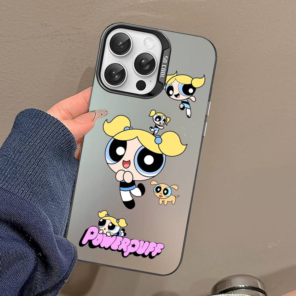 Cartoon Powerpuffs Girls Phone Case For IPhone 16 15 14 13 12 11 Pro Max X XR XSMAX 8 7 Plus Matte Shockproof Back Cover