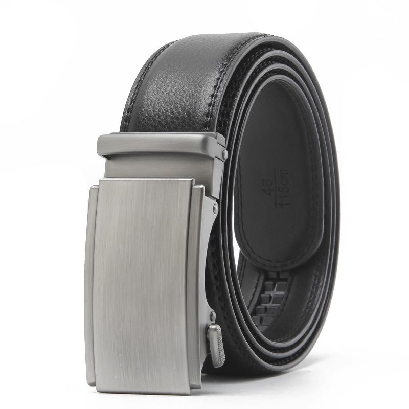 Men's Genuine Leather Automatic Buckle Belt - Versatile Two-Layer Cowhide for Middle-Aged and Young Fashion.