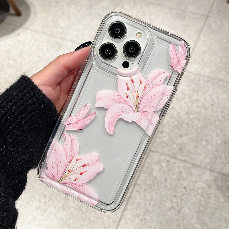 Ins Style Transparentes Blumenmuster Handyhülle iphone 14 pro max Für iPhone 16 15 14 13 12 11 Pro Max Hülle
