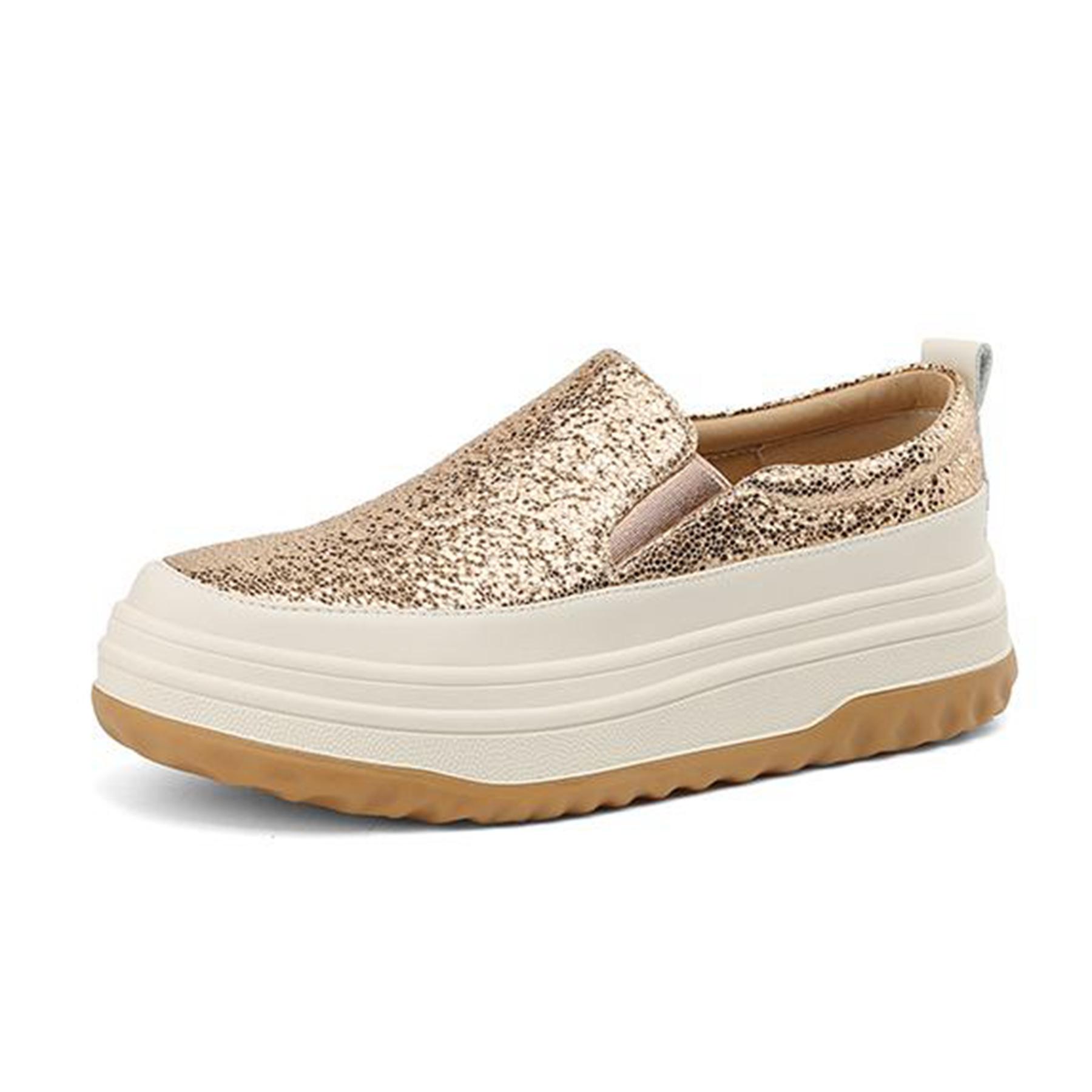 

Krazing Pot из натуральной кожи, весенне-осенние летние кроссовки на платформе, женская повседневная обувь без шнуровки 35 золотой