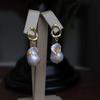 Trendy design simple retro court style hand foil freshwater baroque pearl 925 silver needle earrings stud earrings