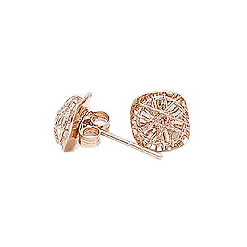 Exquisite Russian 585 Purple Gold Light Luxury Winding Sugar Cube Earrings Rose Gold Plated Fashion Square Brushed Earrings