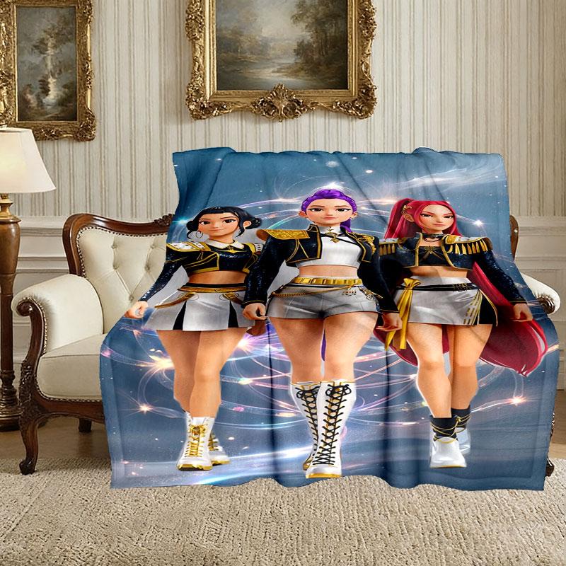 Soft Kpop Demon Hunters Blanket Perfect for Snuggling Up on the Sofa, Ideal for Cozying Up in the Bedroom