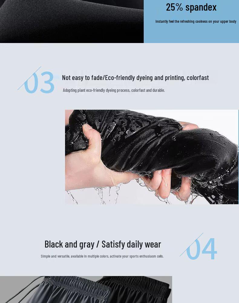 Men's Ice Silk Quick-Dry Loose Fit Five-Point Shorts with Zipper Pockets - Plus Size Available