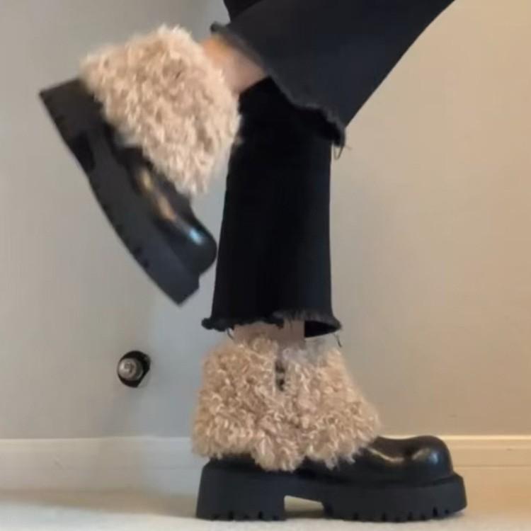 ~ Cm thick-soled short boots women's winter plush furry art raw Martin boots snow boots keep warm