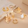 Ingemark 2026 New Fashion Metal Flower Open Rings for Women Creative Baroque Imitation Pearl Rings Y2K Bridal Wed Jewelry Gift