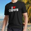 I Love Cows Heart Active T-Shirt Funny Size S To 5XL