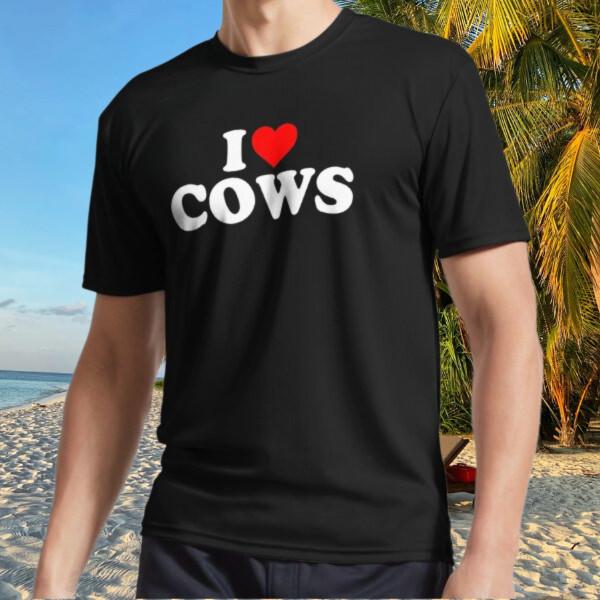 I Love Cows Heart Active T-Shirt Funny Size S to 5XL XXXXL