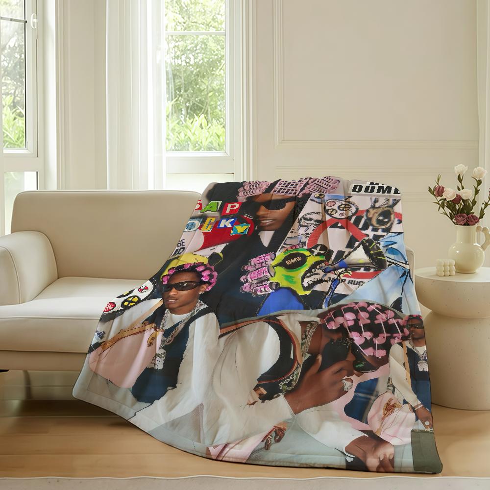

Rapper A-Asap-Rocky Don t be Dumb Blanket Warm Soft Suitable For Bedroom Sofa Bed Living Room Office Travel Camping Gifts 75x90cm