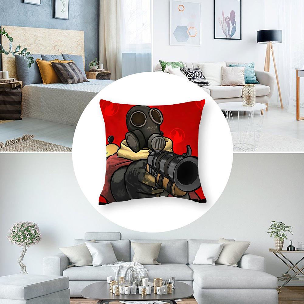Tf2 Team F-Fortress 2 Pillow Case Short Plush Pillow Covers Sofa Decorative Gift Home Double-Sided Printing Cushion Cover