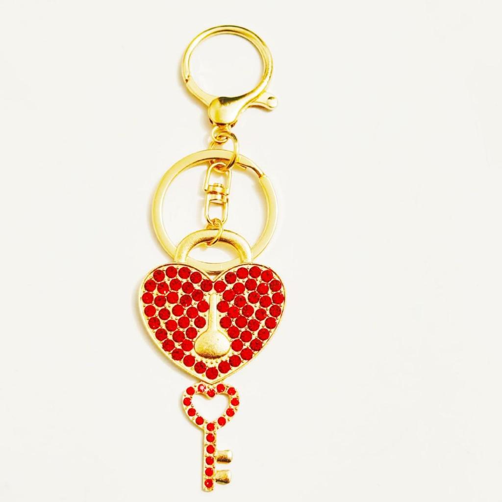 Versatile Heart Keychain Pendant with Full Diamond Design