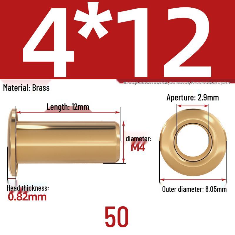 Pure Brass Hollow Rivets & Copper Eyelets Fasteners M1.3–M5